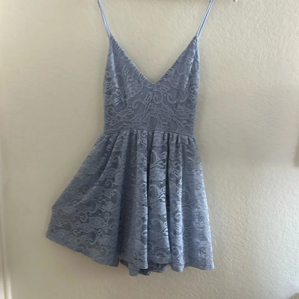 Sam Edelman Eventide Lace Dusty Blue Romper - Picture 9 of 10